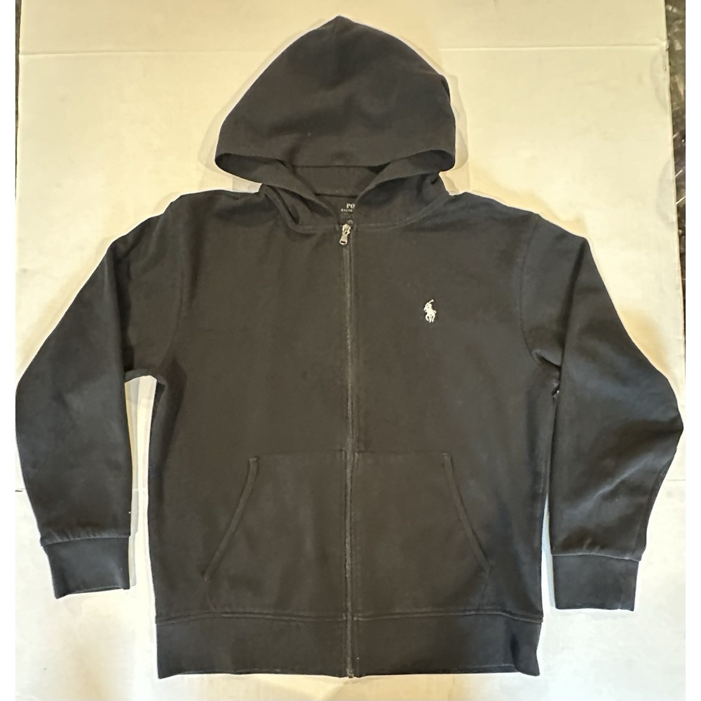 Polo Ralph Lauren Full Zip Hoodie Black White Pony Logo Mens Size Large